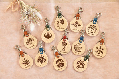 366日の花個紋｜キーホルダー　ドロップ　ミニ