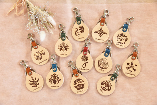 366日の花個紋｜キーホルダー　ドロップ　ミニ