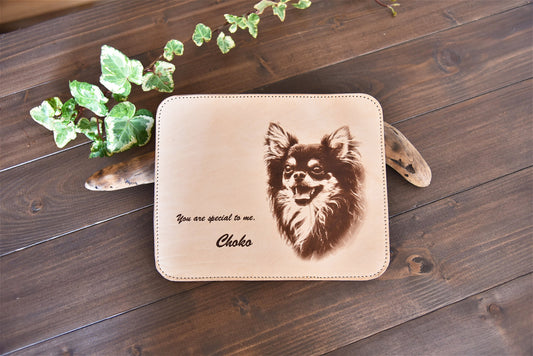 ペットレザーマウスパッド　レザー彫刻｜スクエア型